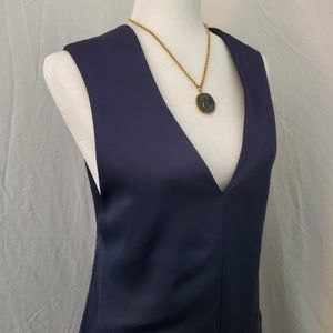 TIBI Navy Deep V-neck Minimalist 90s Dress NWT- Size 2-4 or 6